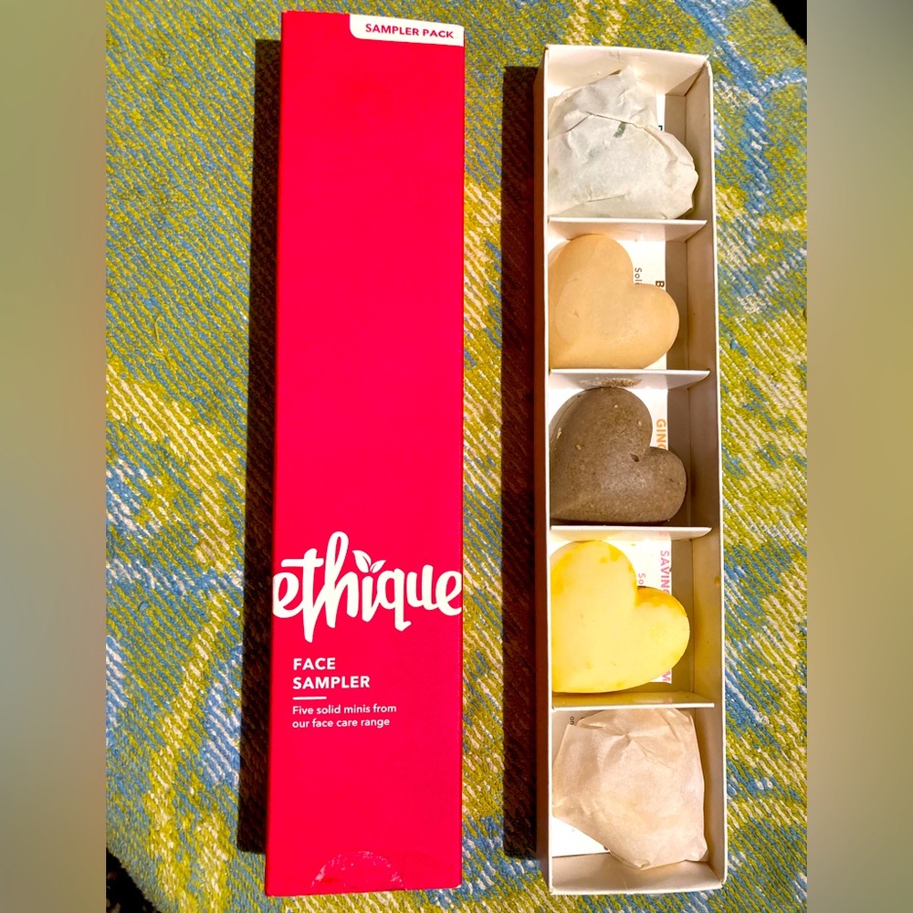 NEW! 5 Piece Heart Shaped Face Soap Sampler Set By Ethique